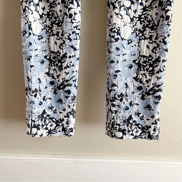 Sfizio Blue Floral Jacquard Crop Slim Pants Made in Italy,‎ Size Small - Picture 6 of 8